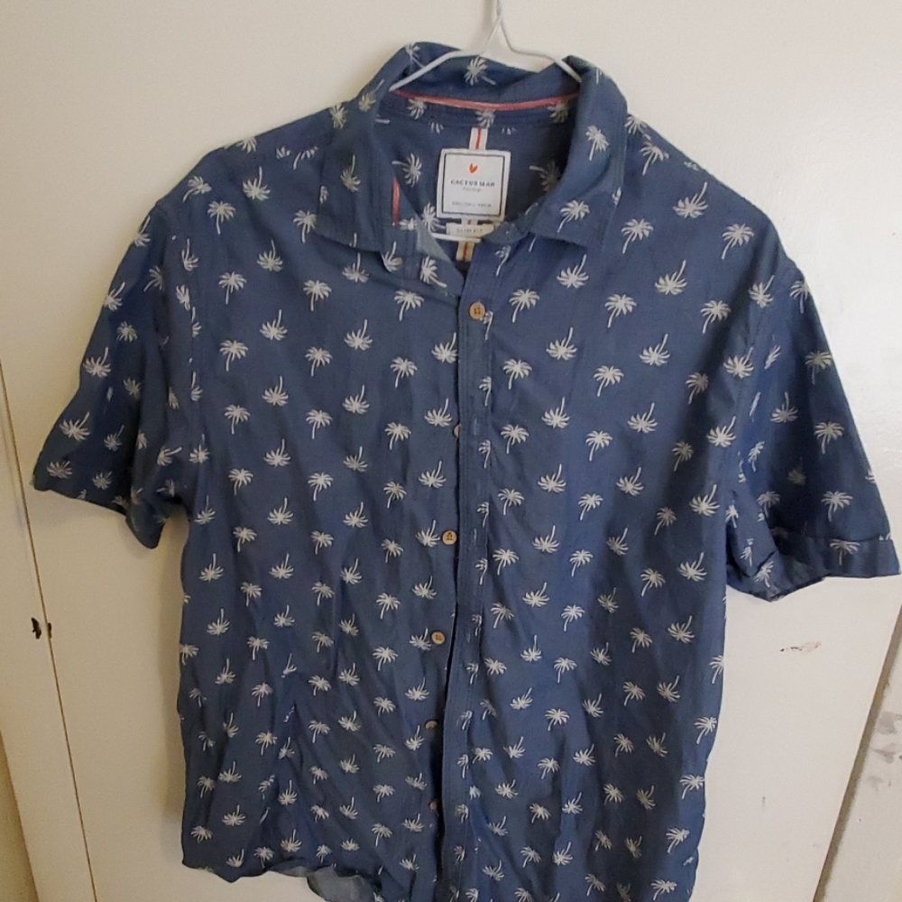 Large Blue Cactus Man Shirt